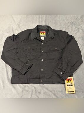 Kakadu Traders Australia Jacket Mens XXL Black Oilskin Cloth Barn Chore Grunge